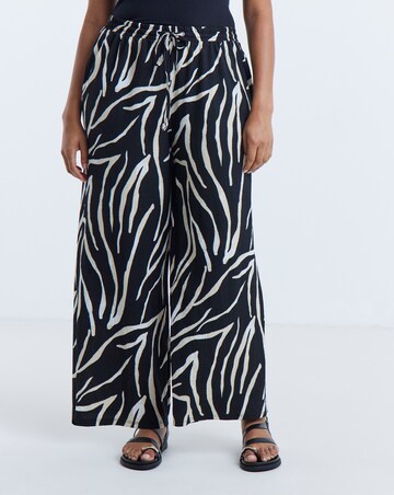 Simply Be Black Zebra Textured Waffle Wide Leg Trouser