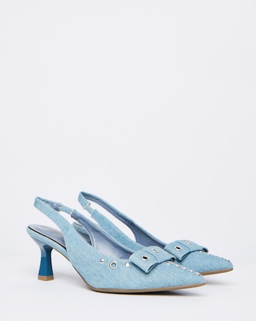 Delia Eyelet Detail Slingback Point Court Shoes - Wide Fit (E)