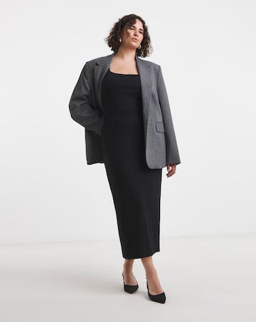 Black Jersey Tube Midi Skirt
