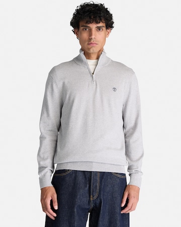 Timberland Williams River Cotton Quarter Zip Sweater - Oatmeal