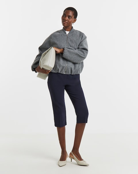 Navy Capri Cropped Trousers