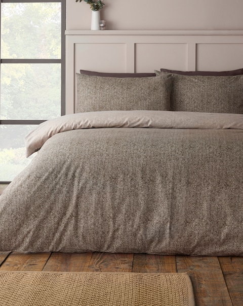 Catherine Lansfield Brushed Herringbone Duvet Cover Set