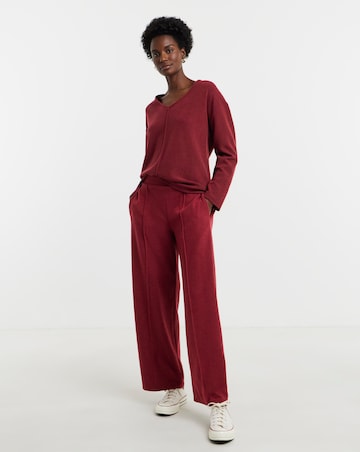 Red Cosy Seam Front Long Sleeve Top