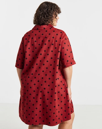 Simply Be Red Spot Print Suedette Shift Shirt Dress