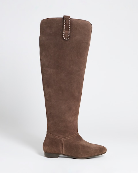 Olivia Suede Over Knee Western Boots - Extra Wide Fit (EEE) & Super Curvy Calf
