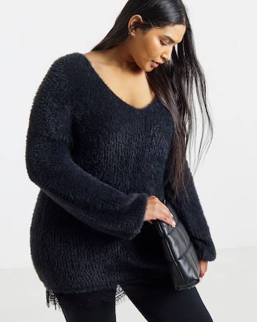 Fluffy Lace V-neck Tunic