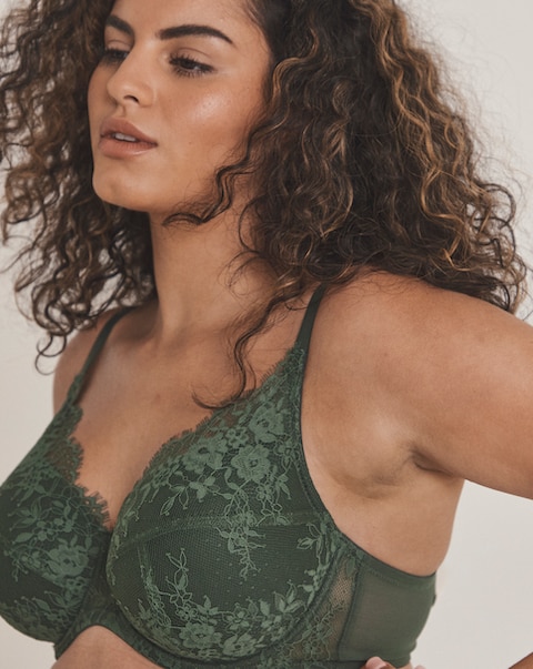 Pretty Secrets Full Cup Lace Padded Bra Green