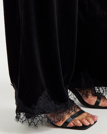 Vila Alindra High Waisted Lace Trim Wide Trouser