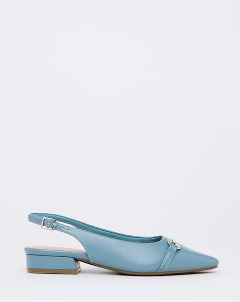Sylvia Flat Slingback Shoes With Trim Detail - Wide Fit (E)