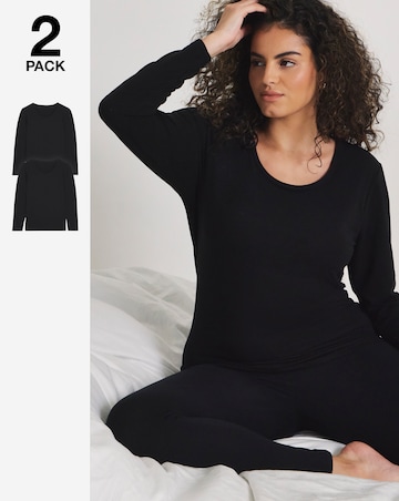 Pretty Secrets 2 Pack Thermal Long Sleeve Tops - Black