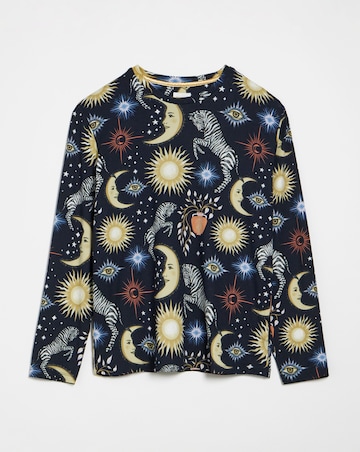 Chelsea Peers Jersey Celestial Zebra Print Crew Pyjama Set