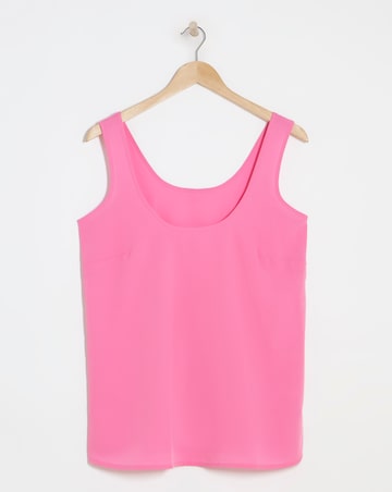 Pink Lightweight Woven Scoop Neck Vest Top
