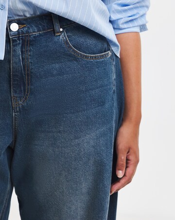 Mid Blue Tapered Barrel Leg Jeans