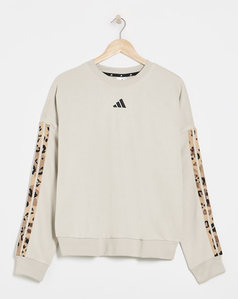 adidas Leopard Print 3 Stripe Sweatshirt