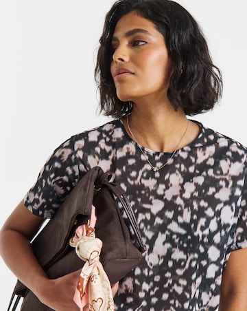 Simply Be Black Blur Print Mesh Relaxed Fit T-Shirt