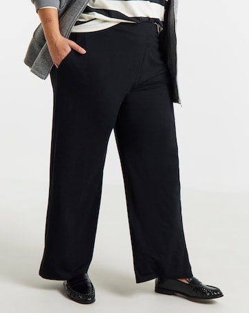 Black Jersey Elasticated Waist Wide Leg Trouser