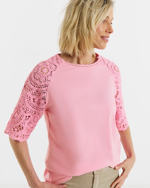 New In - Crochet Sleeve Top