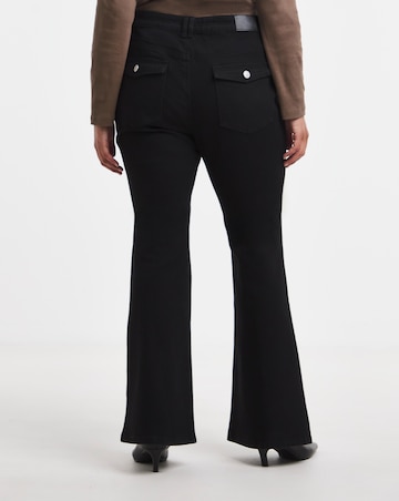 Black Stretch Denim Flare Leg Jeans