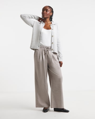 Taupe Pinstripe Wide Leg Trouser