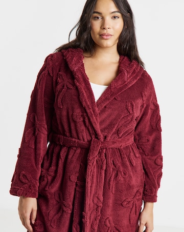 Pretty Secrets Bow Textured Fleece Hooded Dressing Gown