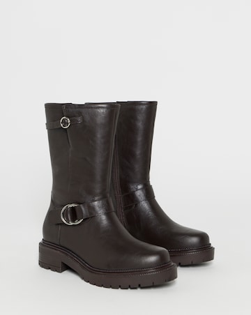 Victoria Buckle Detail Flat Ankle Boots - Wide Fit (E)