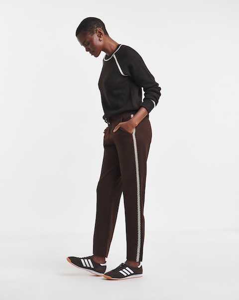 Tapered Side Stripe Ponte Trouser
