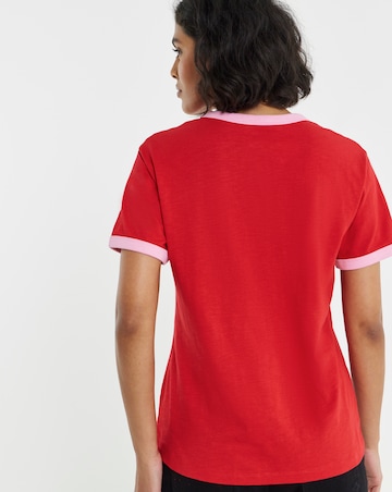 Red And Pink Short Sleeve Ringer T-Shirt