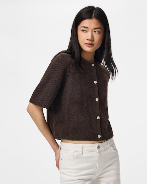 Pieces Half Sleeve Knit Cardigan