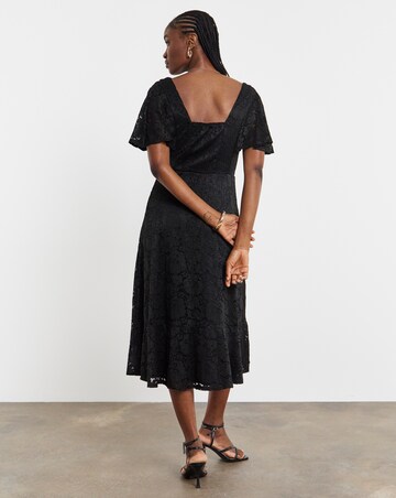 Joanna Hope Black Angel Sleeve Stretch Lace Midi Dress