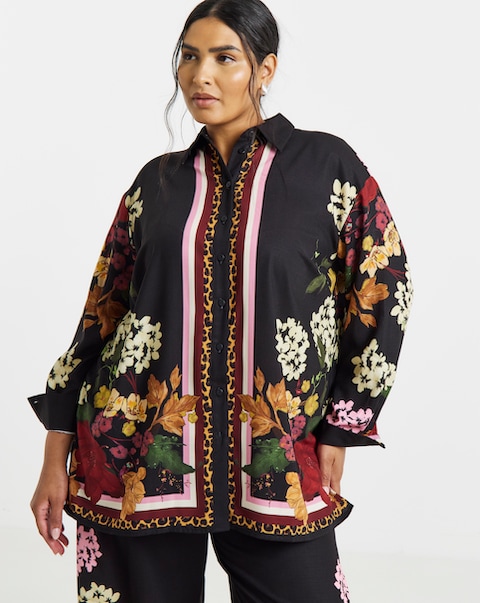 Simply Be Floral Print Placement Shirt