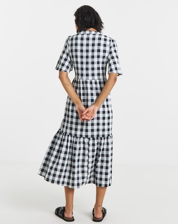 Simply Be Mono Check Gingham Button Up Midi Dress