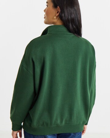 Simply Be Dark Green Zip Neck Sweatshirt