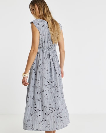 Stripe and Floral Button Up Midi Sun Dress