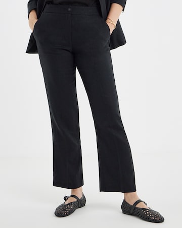 Black Linen Mix Straight Leg Trousers