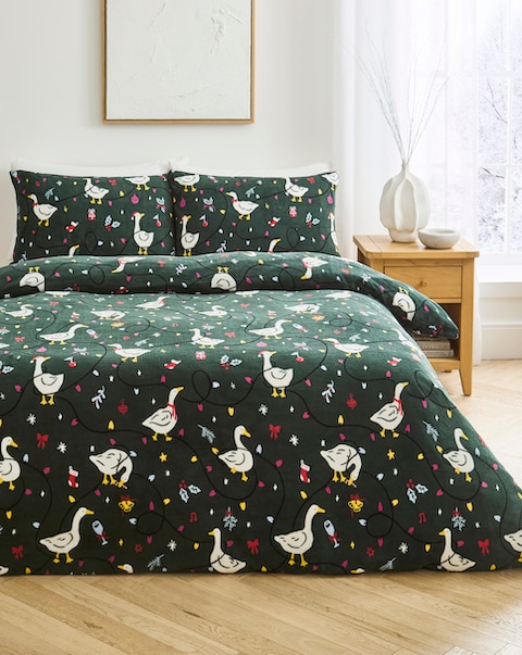 New In - Christmas Goose Fleece Duvet Cover Set