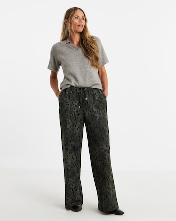 Textured Jersey Wide Leg Trouser