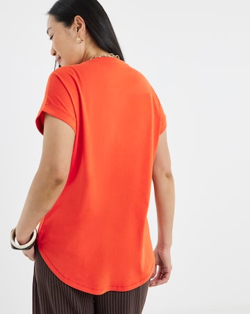 Longline Short Sleeve Curved Hem Top