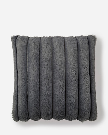 Ribbed Faux Fur Cushion - Charcoal