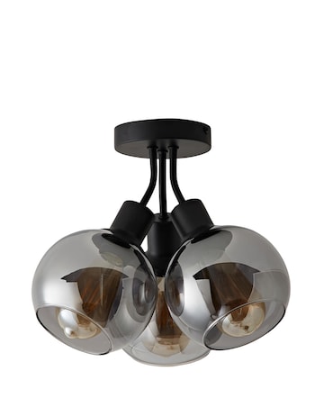 ValueLights Bellamy Matte Black Smoke Glass Bubble Cluster Ceiling Light