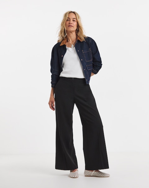 Tailored Wide Leg Trousers with stretch