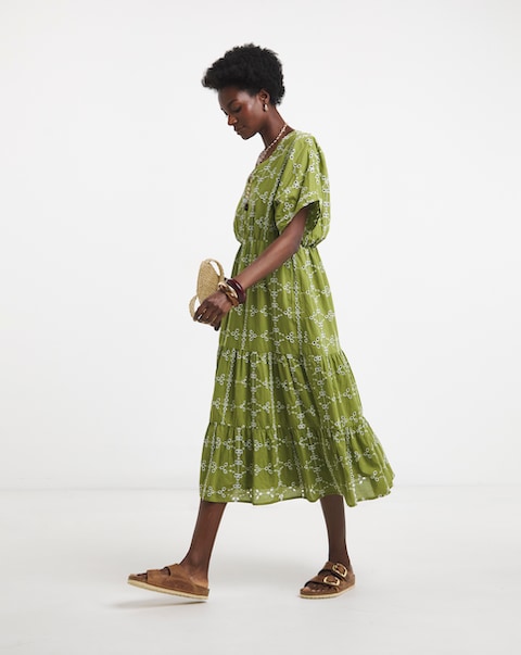 Pure Cotton Broderie Smock Dress
