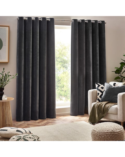 Yard Heavy Chenille Lined Eyelet Curtains