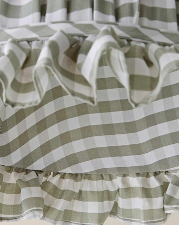 ValueLights Faye Green Check Taper Shade with Ruffle Trim