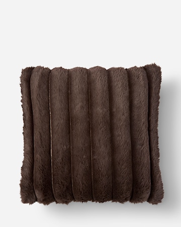 Ribbed Faux Fur Cushion - Chocolate