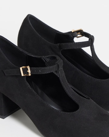 Cherry T Bar Block Heel Shoes - Wide Fit (E)