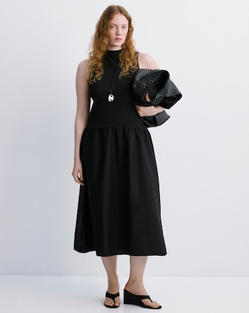 Mango Contrast-Bodice Dress