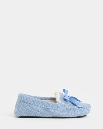 Lorna Knitted Full Slipper With Bow Detail - Extra Wide Fit (EEE)