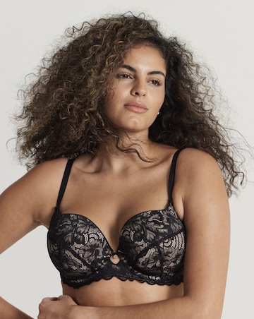 Figleaves Isla Lace Underwired Sweetheart T Shirt Bra B-GG - Black