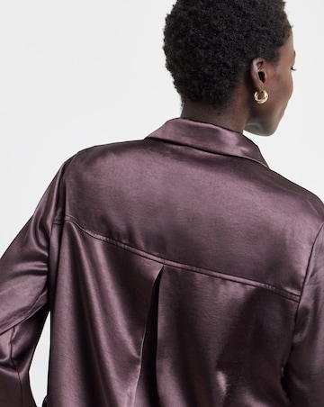 Berry Liquid Satin Oversized Shirt