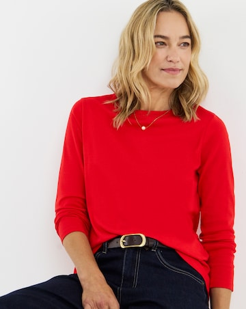 Red Crew Neck Long Sleeve T-Shirt